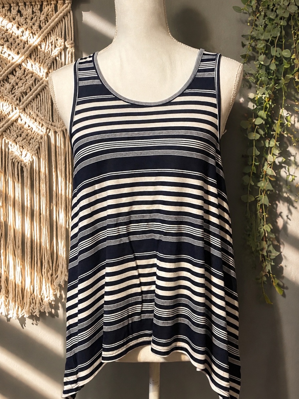 Maurices Navy and White Striped Swing Tank